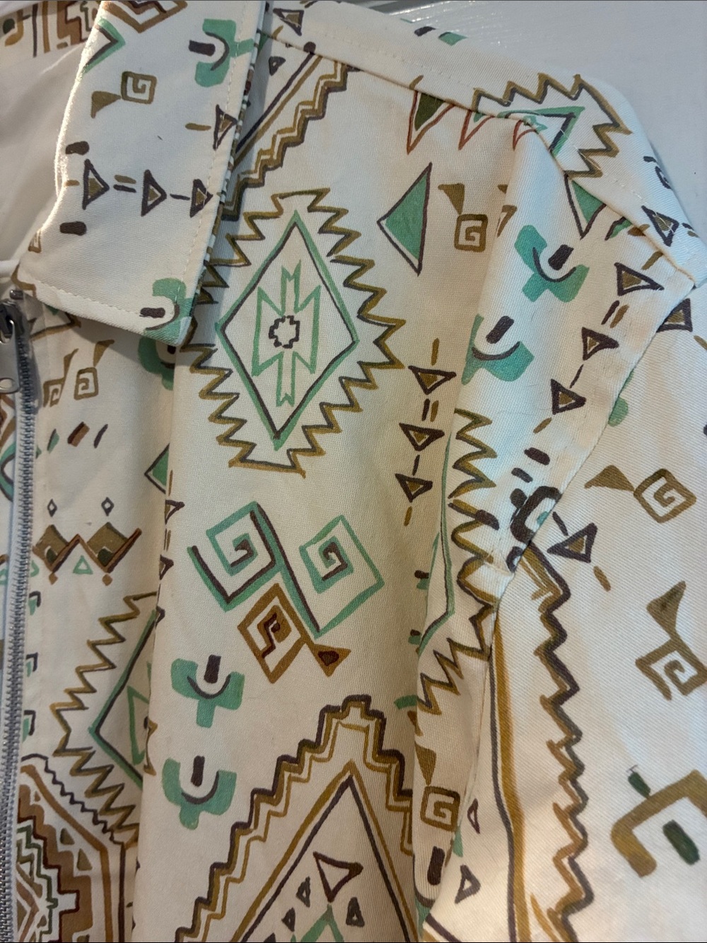Zara Printed Bomber Jacket Aztec Geometric Southwestern Zip Up Size M - Picture 7 of 15